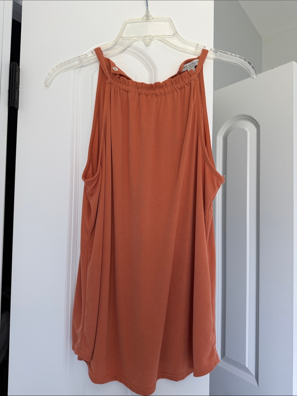 Spaghetti Strap Salmon Orange Color Top with Keyhole Back Closure- Womens S